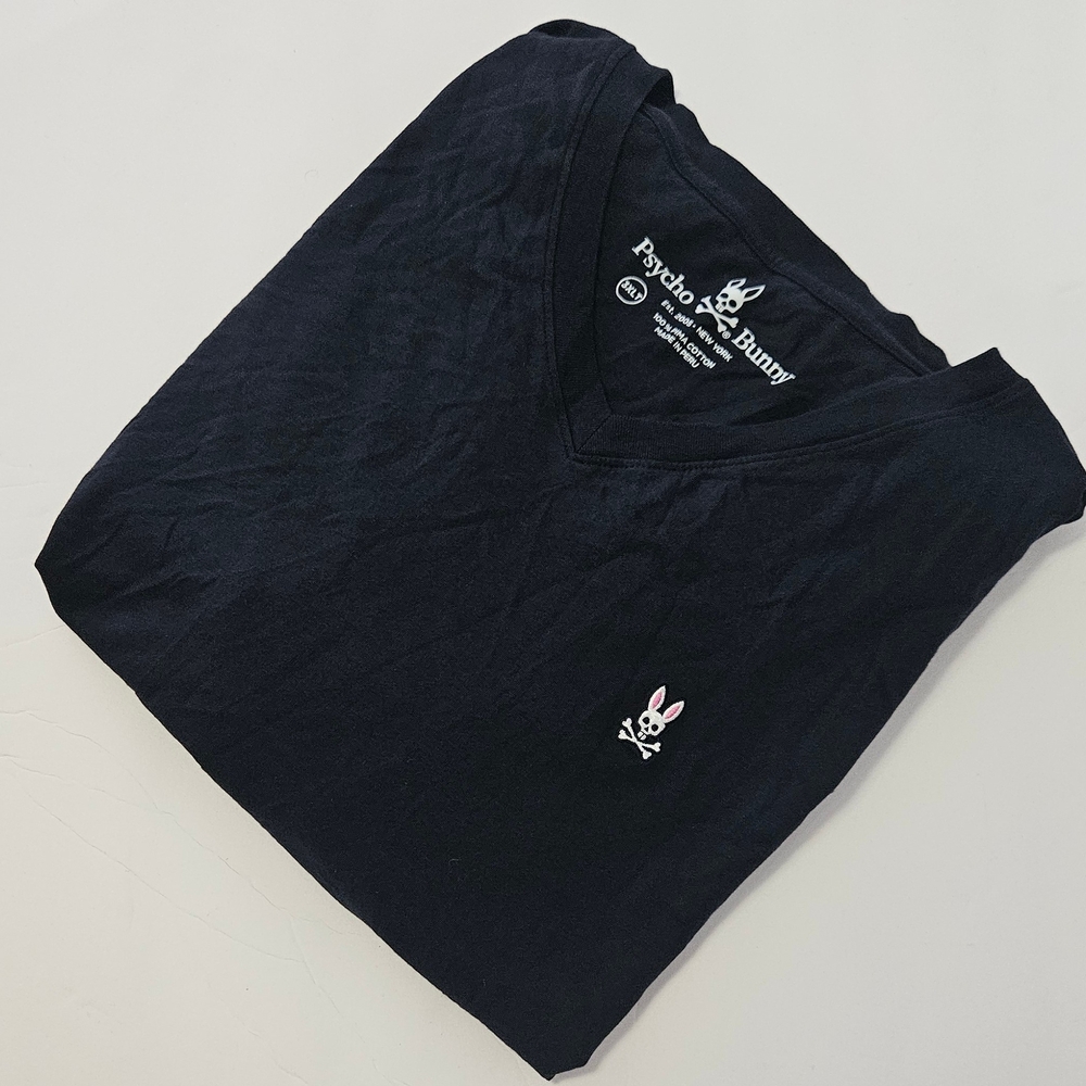 Men's Psycho Bunny Big & Tall Pima Cotton V-Neck T-Shirt - Black - 3XLT